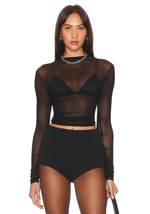 superdown Eliza Sheer Mesh Top in Black. Size M. Also in S, XXS.