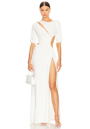 Sid Neigum Gathered Slit Maxi Dress in White. Size S. Also in XS.
