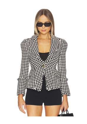 L'AGENCE Kaisley Blazer With Fray in Black,White. Size 0. Also in 2, 4, 6, 8.
