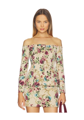 L'AGENCE Alice Off Shoulder Blazer in Beige. Size 6. Also in 2, 8.