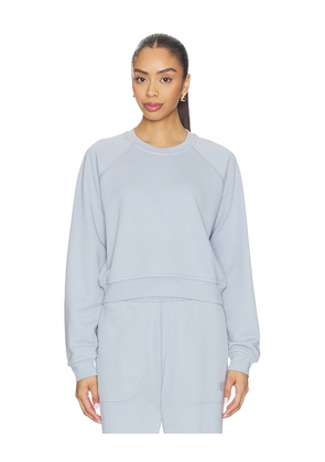 LUNYA Silksweats Lightweight Reversible Slim Fit Raglan Sweatshirt in Blue. Size L. Also in XS, S, M, XL.