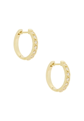 STONE AND STRAND La Scala Hoop Earrings in Metallic Gold.