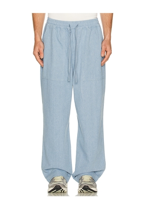 KAPPY DESIGN Fatigue Stripe Denim Pants in Blue.