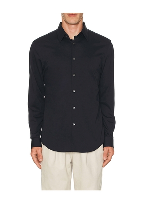 Theory Sylvain Structure Knit Shirt in Navy. Size S. Also in M, XL/1X, XXL/2X.