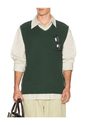 KAPPY DESIGN Woven Cotton Vest in Green.
