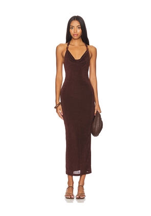 Runaway The Label Enora Maxi Dress in Brown. Size M. Also in XS, S, L, XL/1X, XXL/2X.