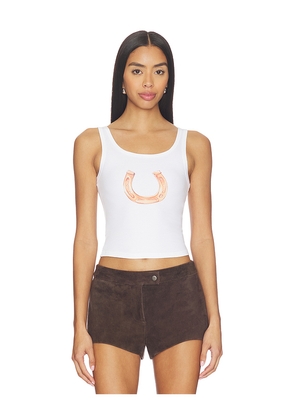 SNDYS x REVOLVE Horse Shoe Tank Top in White. Size M. Also in XS, S, L, XL.