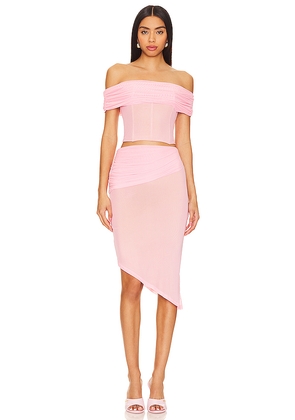 superdown Heidi Mesh Skirt Set in Pink. Size L. Also in M, S, XS.