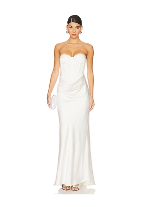 ROTATE Satin Pearl Corset Dress in White. Size 36. Also in 40, 44.