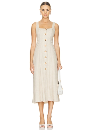 Tularosa Carley Midi Dress in Beige. Size S. Also in XS, L, XL.