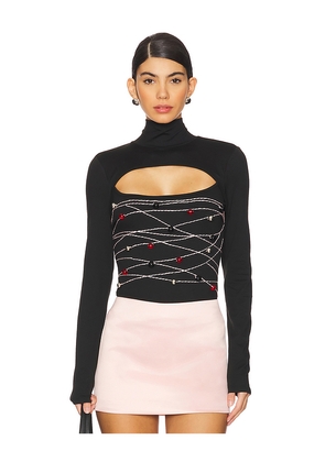 Susan Fang Beaded Long Sleeve Top in Black. Size XS. Also in S.