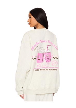 The Mayfair Group Made You Smile Crewneck in Grey. Size S/M. Also in M/L.