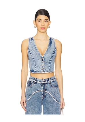 retrofete Jordi Denim Vest in Blue. Size M. Also in XS, S, L, XL.