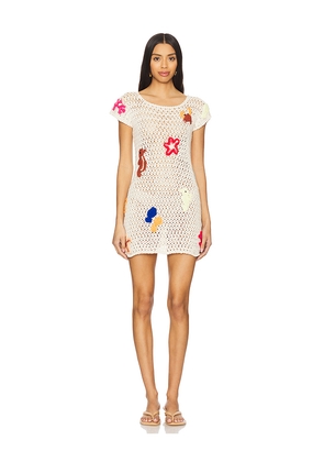 Tach Clothing Crochet Mini Dress in Cream. Size S. Also in M.