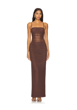 superdown Celeste Maxi Dress in Chocolate. Size M. Also in XL, XXS.