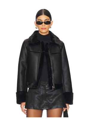 superdown Sasha Faux Leather Jacket in Black. Size M. Also in XXS, XS.