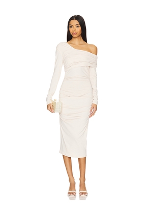 Susana Monaco One Off Shoulder Long Sleeve Dress in Ivory. Size M. Also in XS, S, L.