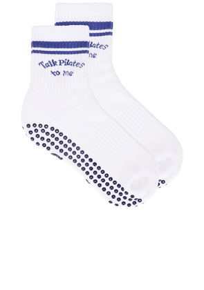 Souls. Talk Pilates To Me Grip Socks in White. Size M/L. Also in S/M.