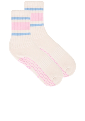 Souls. Pink Retro Grip Socks in Pink. Size S/M. Also in M/L.
