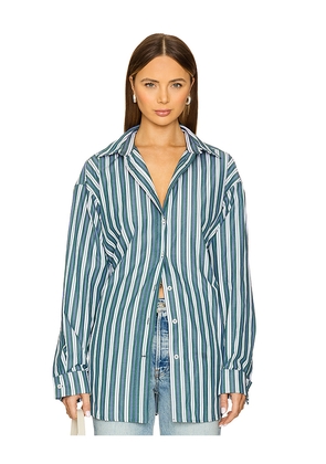 REMAIN Oversize Pintuck Shirt in Blue, Green. Size 32. Also in 34.