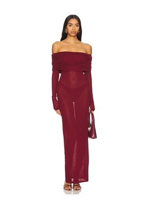 superdown Chantal Sheer Gown in Burgundy. Size M. Also in XS, S, L, XL.