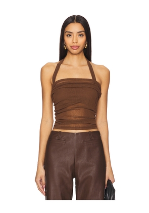 SOVERE Thea Mesh Top in Brown. Size M. Also in XS, S, L, XL/1X.