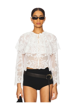 Sea Marja Embroidery Capelet Blouse in White. Size M. Also in S, XXS, XS, L, XL.