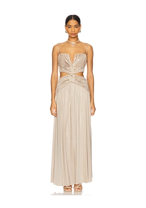 PatBO Dune Corset Long Dress in Beige. Size 0. Also in 2.