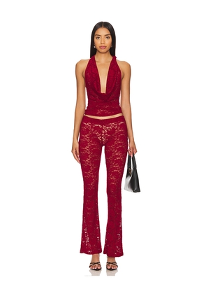 superdown Tania Pant Set in Burgundy. Size M. Also in XXS, XS, S, L, XL.