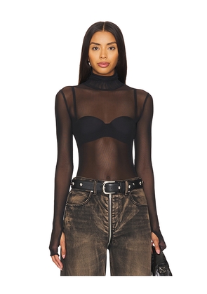 superdown Twila Sheer Bodysuit in Black. Size M. Also in XS, XXS, S, L.