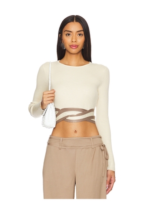 SOVERE Adrift Long Sleeve Top in Cream. Size M. Also in L, XL/1X.