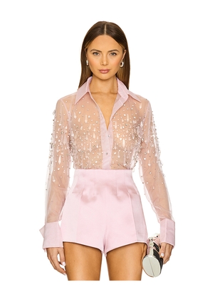 retrofete Aubriella Embellished Shirt in Rose. Size M. Also in XS, S, L.