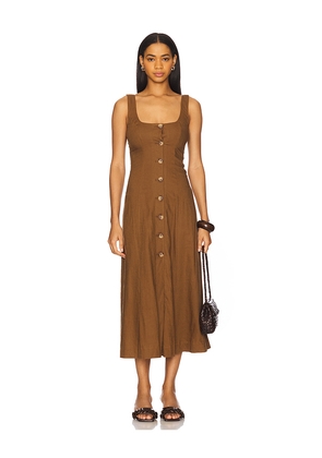Tularosa Carley Midi Dress in Brown. Size XS. Also in XXS.