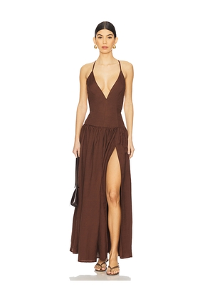 Tularosa Saylor Maxi Dress in Chocolate. Size M. Also in XXS, S, L, XL.