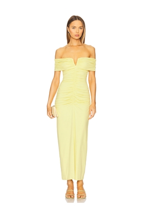 Susana Monaco V Wire Gathered Off The Shoulder Dress in Yellow. Size M. Also in S, L.