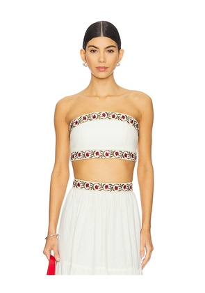 Rosewater House Carnation Crop Top in Ivory. Size S/M. Also in M/L, XS/S.