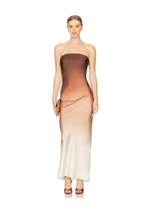 ROCOCO SAND Strapless Maxi Dress in Brown. Size M. Also in L, S, XL.