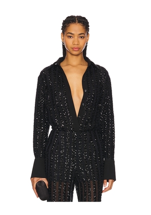 SANS FAFF Striped Sequin Long Sleeve Blouse in Black. Size S. Also in XS.