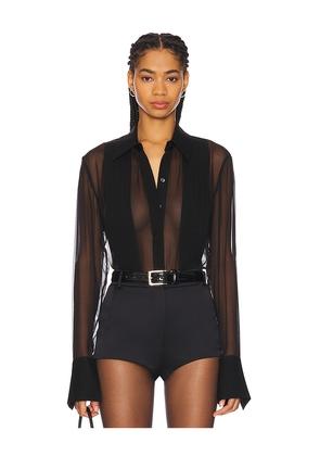 SANS FAFF Meghan Panelled Silk Blouse in Black. Size M. Also in S, XS, L.