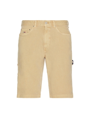 Tommy Jeans Jaimie Canvas Carpenter Short in Brown. Size 31. Also in 30, 32, 33, 34.