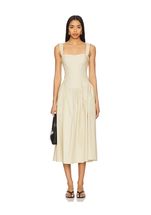 Tularosa Allie Midi Dress in Beige. Size M. Also in L, S, XL, XS.