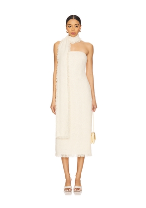 SEROYA Lott Boucle Midi Dress in Cream. Size M. Also in XS, S, XL.