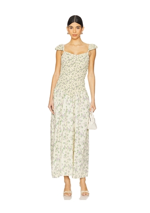 SWF Cap Sleeve Mottled Max Dress in Cream,Green. Size M. Also in L, S, XS.