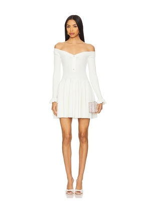 self-portrait White Ribbed Knit Mini Dress in White. Size M. Also in S, L.
