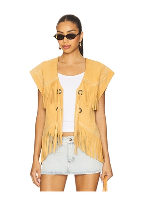 SPELL Fearless Heart Suede Fringe Vest in Tan. Size S. Also in M.