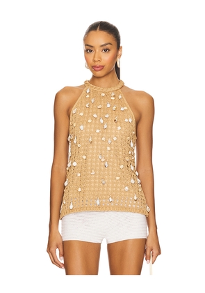 SIMONMILLER Bahi Crochet Top in Tan. Size L. Also in S, XS.