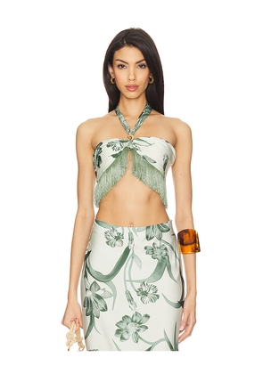 ROCOCO SAND Fringe Top in Green. Size M. Also in L, XL, XS.