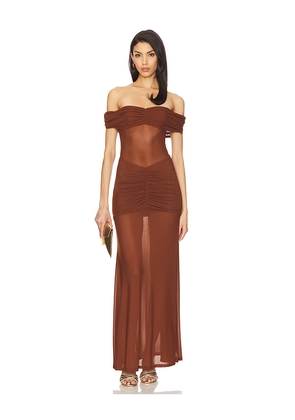Runaway The Label Meila Maxi Dress in Brown. Size M. Also in XS, S, L, XL.