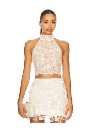 retrofete Louelle Sequin Top in Beige. Size M. Also in XS, S.