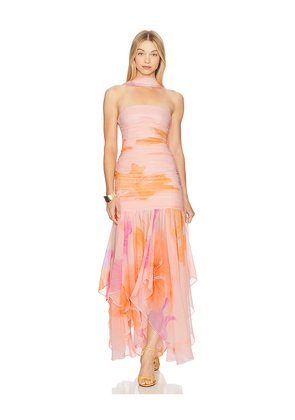 retrofete Teryn Silk Dress in Orange. Size S. Also in M, XL.